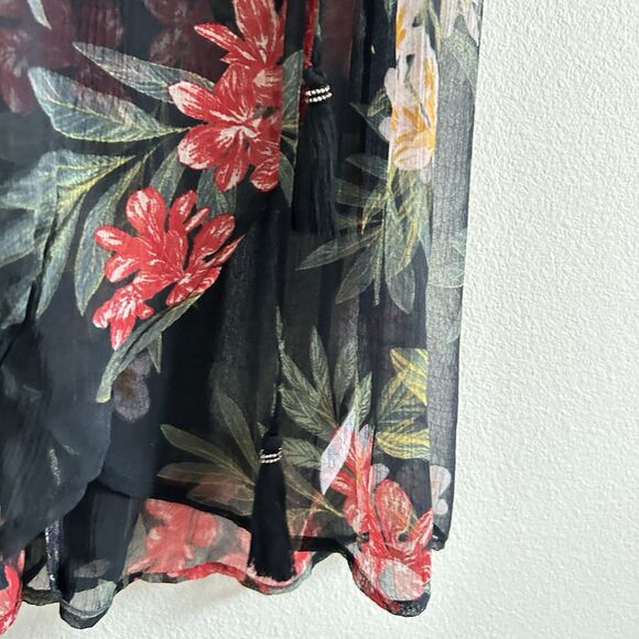 American Eagle Sheer Black Floral Robe Coverup Size M - Picture 7 of 13
